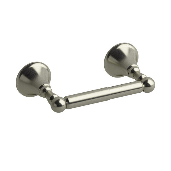 Brushed nickel towel bar with decorative ends