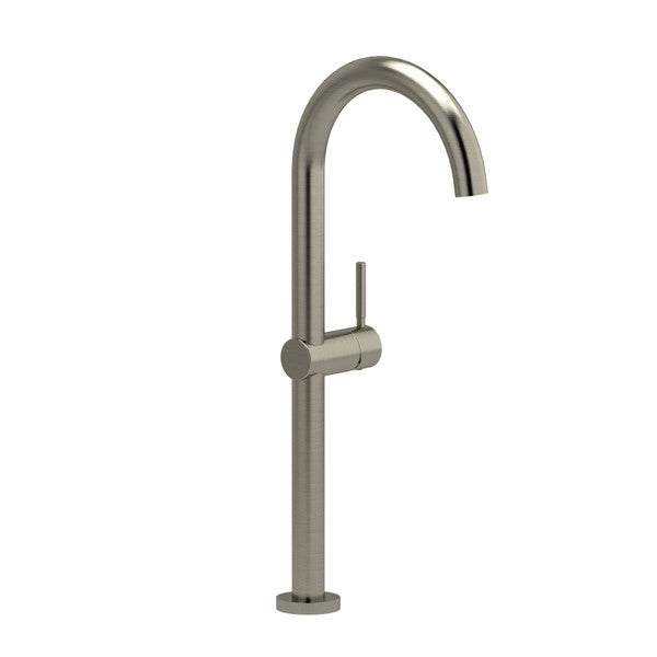 Modern stainless steel kitchen faucet with curved spout