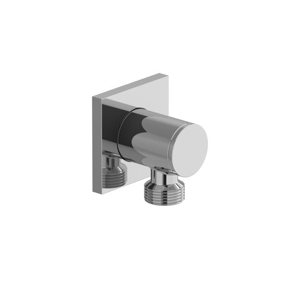 Modern chrome faucet with a square wall plate