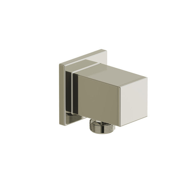 Modern square metal wall-mounted water outlet.