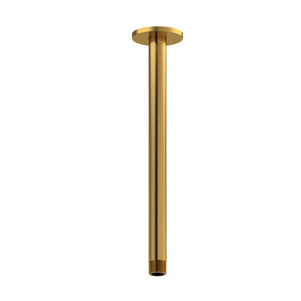 Gold-colored ceiling-mounted shower arm