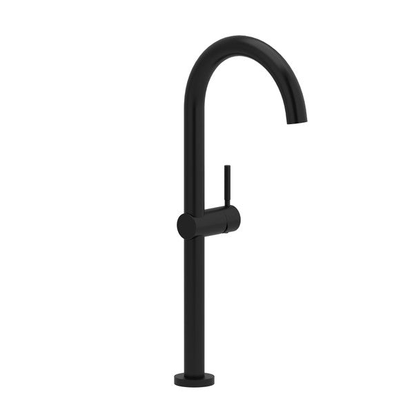 Modern black kitchen faucet with a sleek design