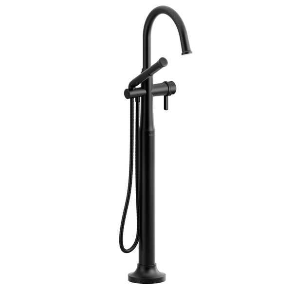 Black floor-mounted bathroom faucet