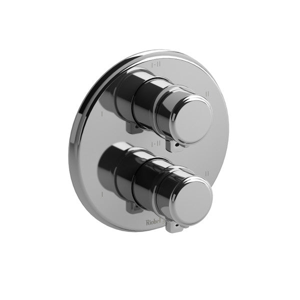 Modern chrome shower control knobs