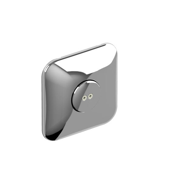 A sleek, modern chrome electrical switch or socket.