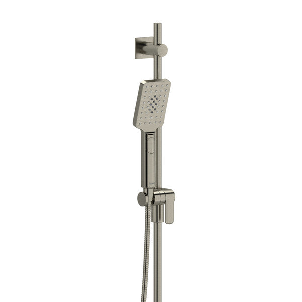 Modern stainless steel shower head with adjustable holder and hose