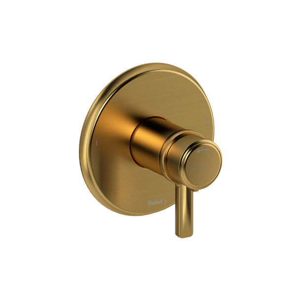 Gold bathroom faucet handle with round plate