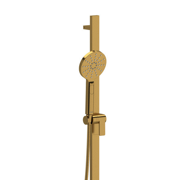 Gold showerhead and rail with handheld shower attachment