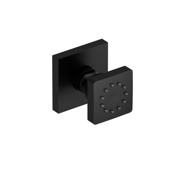 Black square showerhead with decorative nozzle
