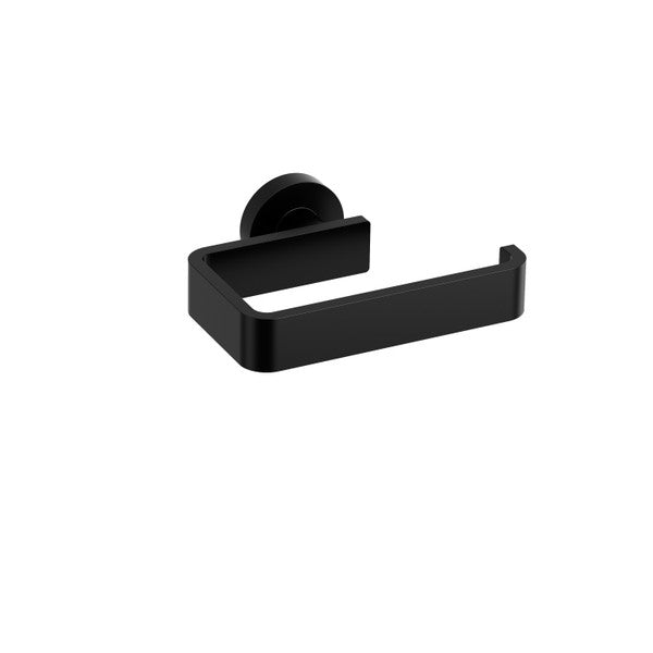 Black towel holder with a simple, modern design