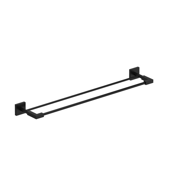 Black modern towel bar with two horizontal rails