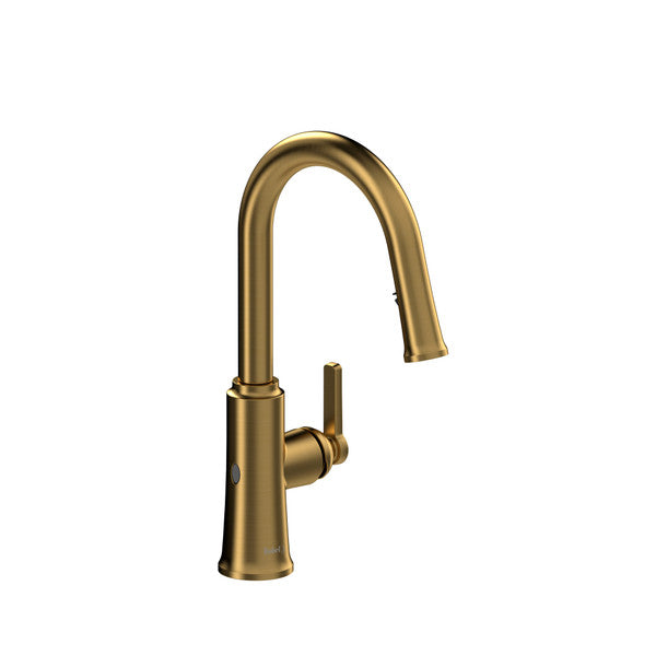 Gold kitchen faucet with a modern design
