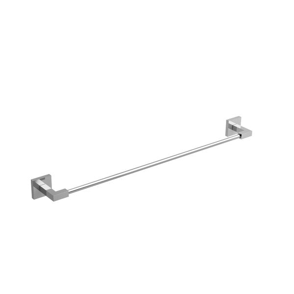 Stainless steel towel bar mounted on two brackets.