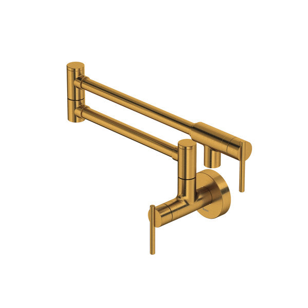 Gold wall-mounted pot filler faucet