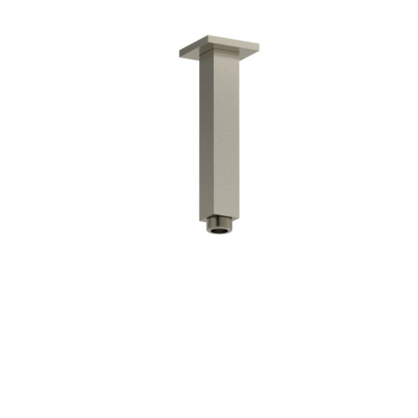 Vertical metallic structure with a square top and threaded bottom.