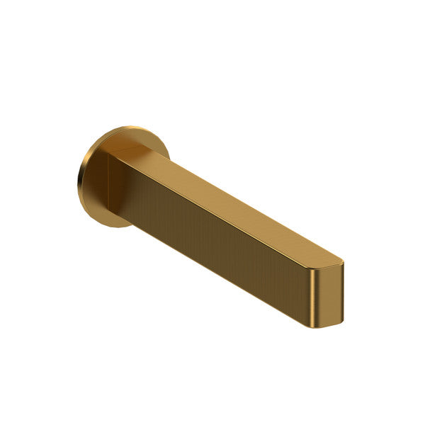 Golden door handle with a modern design.