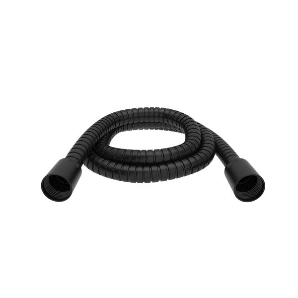 Black flexible corrugated plastic hose with threaded ends