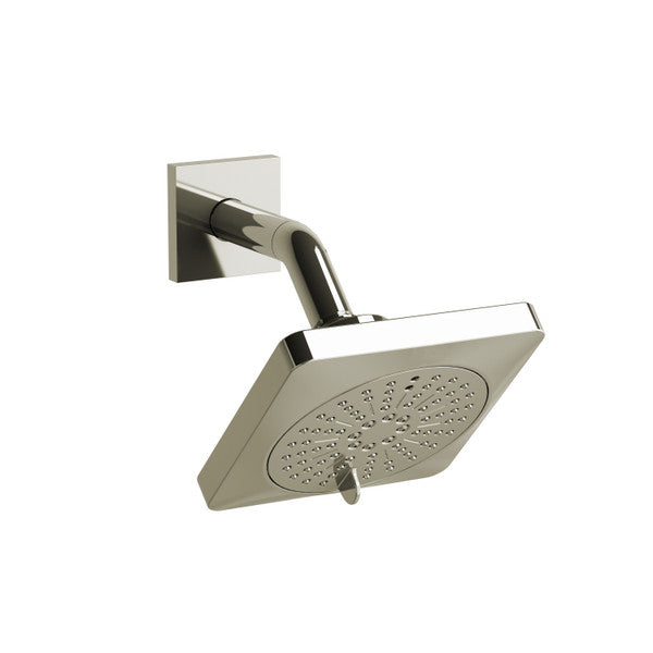 Modern square shower head with a sleek design and a single control knob.