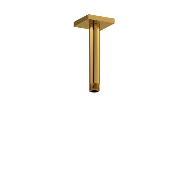 Brushed gold ceiling-mounted shower arm