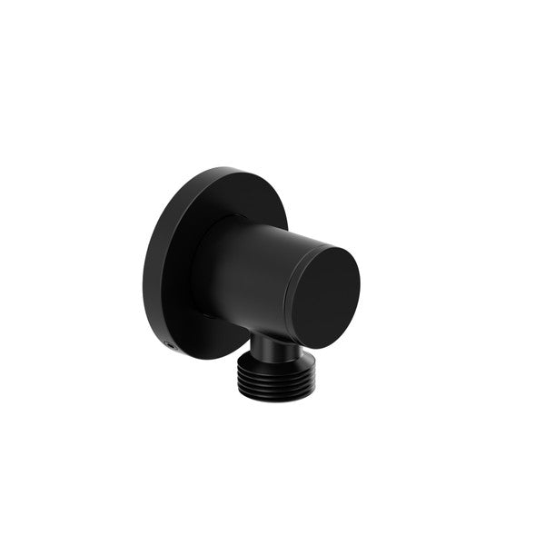 Black wall-mounted pipe fitting