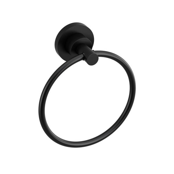 Black circular towel ring with wall mount