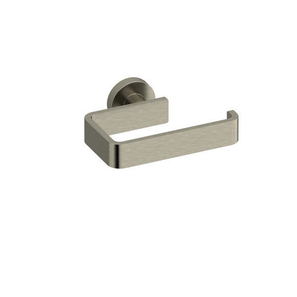 Brushed metal toilet paper holder