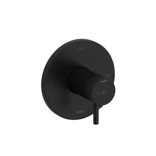 Black wall-mounted shower control handle