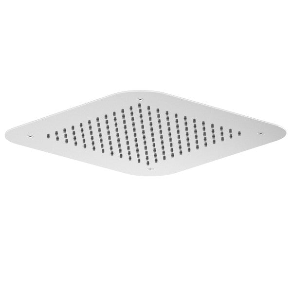 Ceiling vent cover with a diamond shape and perforated design.