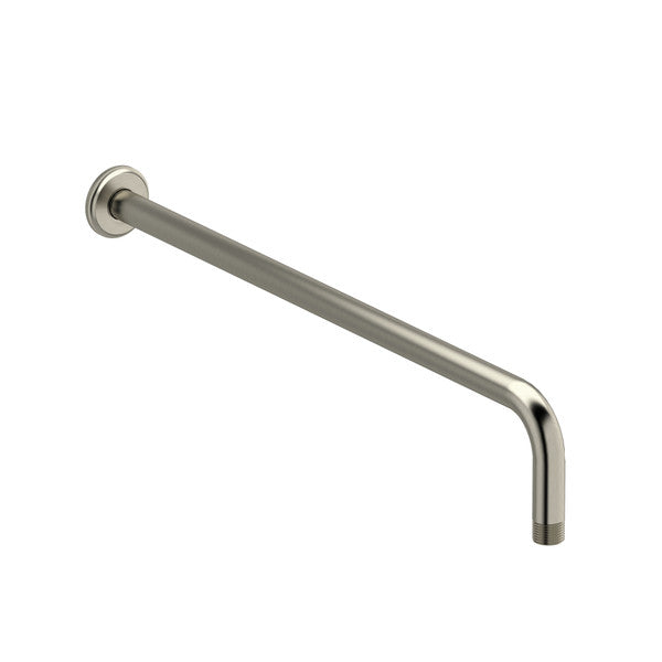A sleek, modern towel bar in a brushed nickel finish.