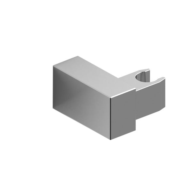 Metal hook or bracket with a rectangular base and a curved notch