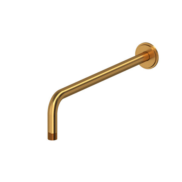 Gold wall-mounted shower arm with 90-degree bend