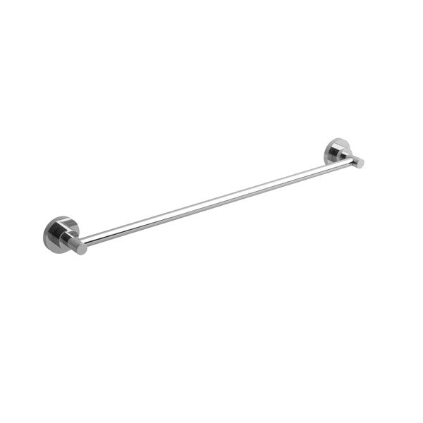 Chrome towel bar mounted on wall