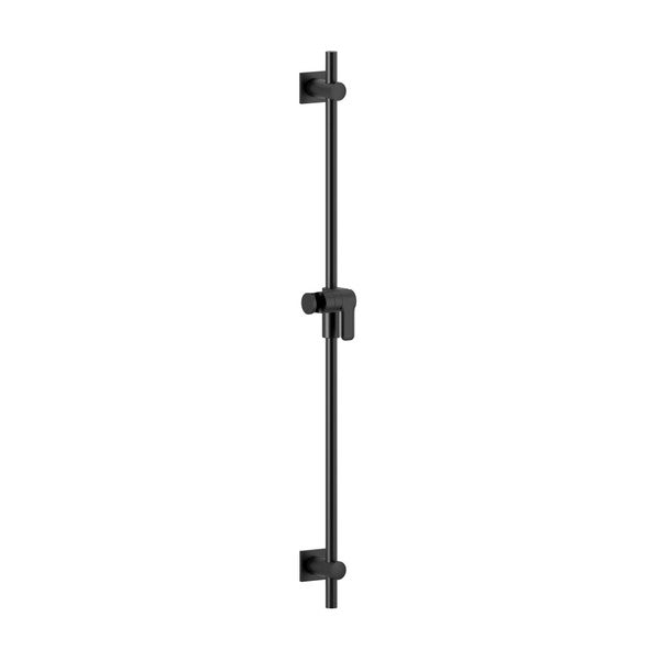 Vertical black shower rail with adjustable holder