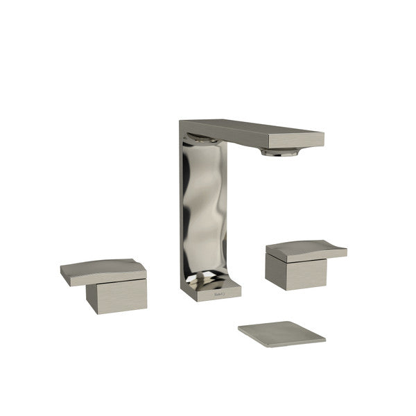 Modern silver faucet with two handles and a sleek design