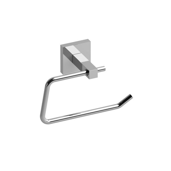 Chrome toilet paper holder mounted on a wall