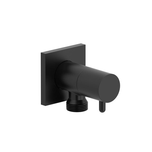 Black wall-mounted water spout with a lever handle