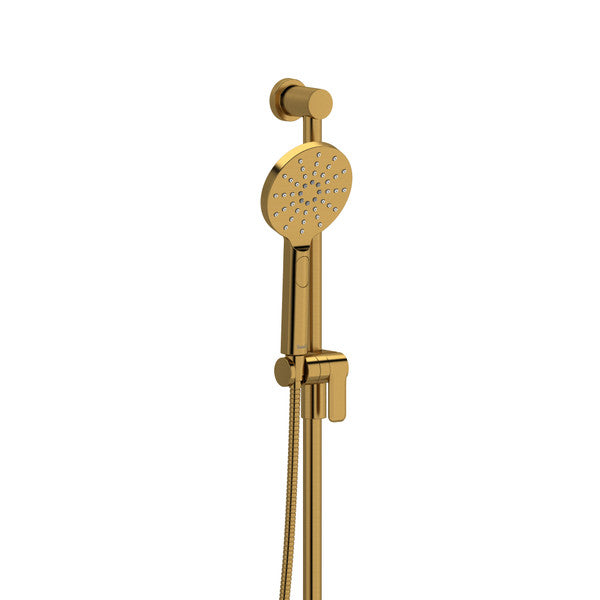 Gold handheld showerhead with a sleek design