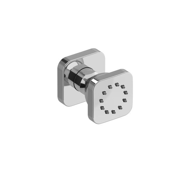 Chrome square showerhead with decorative nozzle