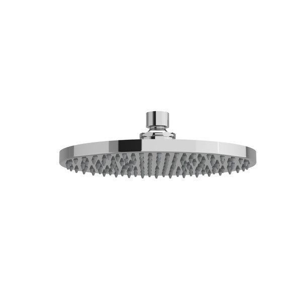 Circular chrome shower head with shower nozzles