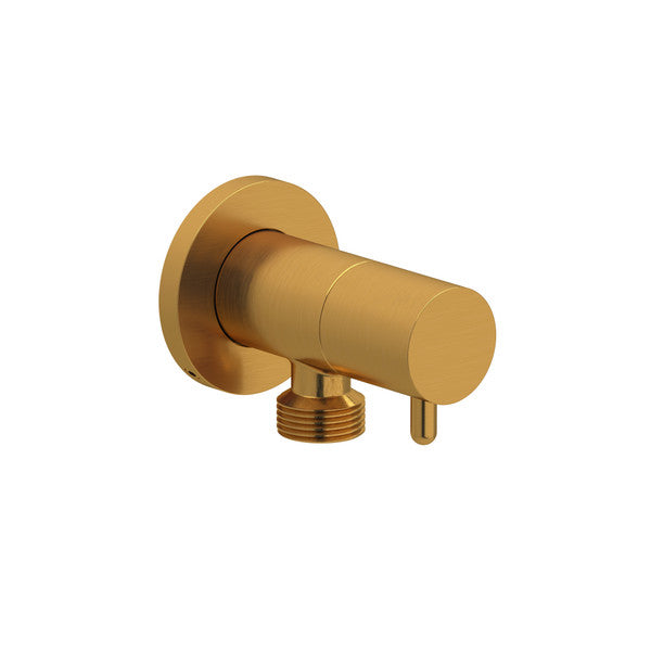 Modern gold faucet with a circular wall mount