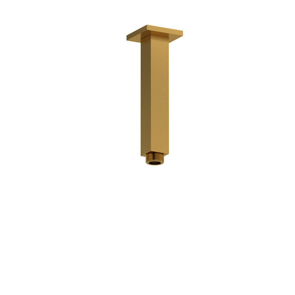 A gold-colored vertical pipe with a square top and threaded base.