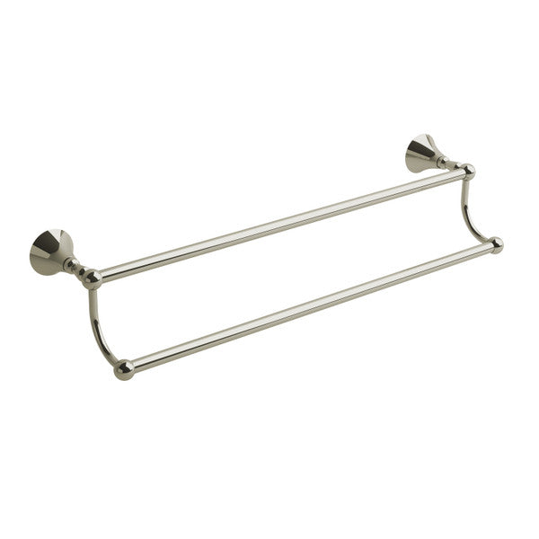 Double towel bar in polished nickel finish