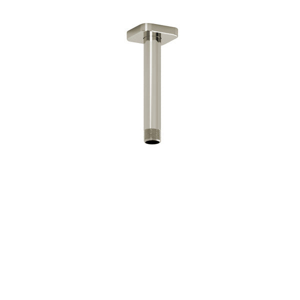 Stainless steel ceiling-mounted shower arm.