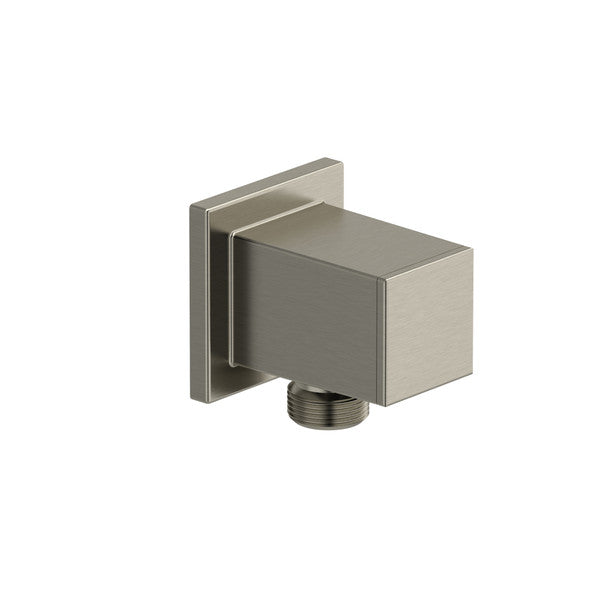 Square wall-mounted faucet in brushed nickel finish