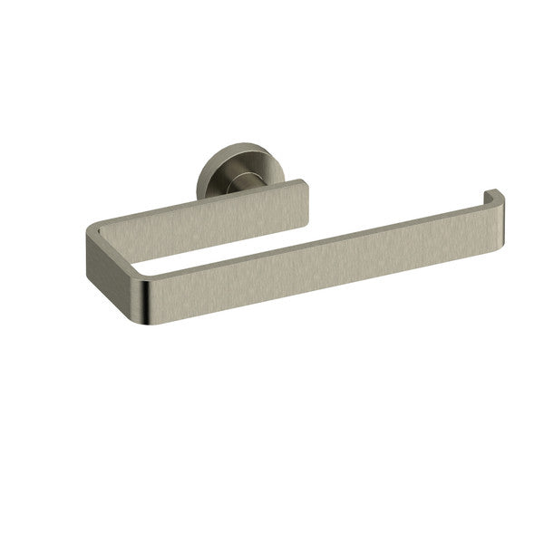 Modern towel ring in a brushed nickel finish