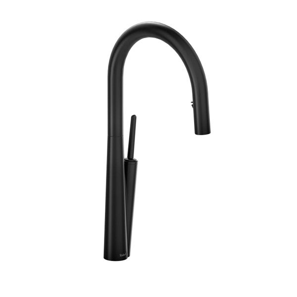 Black kitchen faucet with high arc design