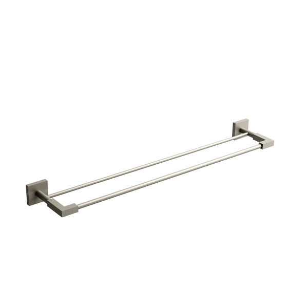 A minimalist two-bar towel rack in a modern design