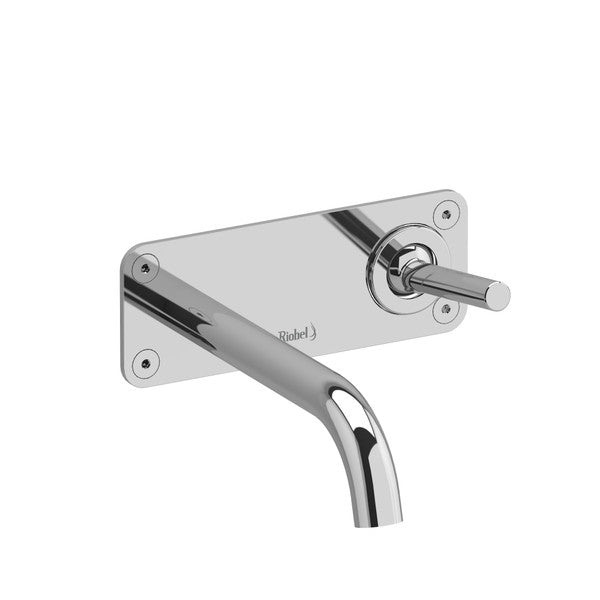 Close-up of a modern chrome faucet with a sleek design.