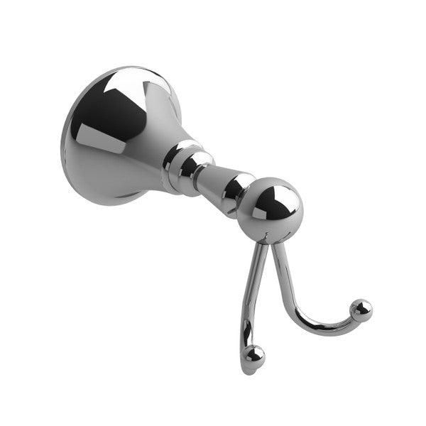 Chromed wall hook with two prongs