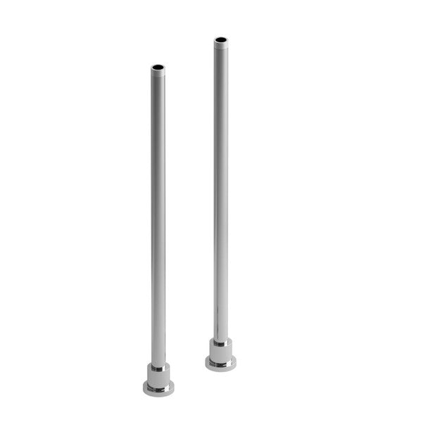Two silver metal pipes with a cylindrical shape
